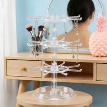 Rotating Jewelry Storage Rack, Earring Necklace Display Stand, Pendant & Bracelet Hanger, Multi-Function Jewelry Organizer Box - 2 layers of rotation - View 1