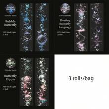 1 Rolle/Packung Klebeband, Schmetterling Schatten Nebel Serie, exquisite traumhafte Muschel Licht- und Schattenszene Kreation PET Klebeband, Scrapbooking Zubehör, Notizbuch Accessoires, Rahmen Dekoration, Laptop und Handyhülle, Tasse, alte Magazine, Stiftebox, Büro Dekorative Aufkleber, Rückkehr zur Schule Aufkleber, Schulmaterial - Verschiedenfarbig - View 20
