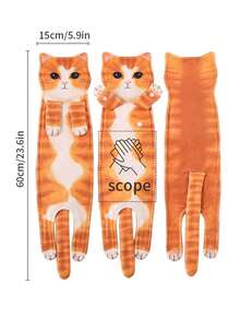 1条卡通动物花猫双层挂式超细纤维手巾 - 彩色 - 查看 7