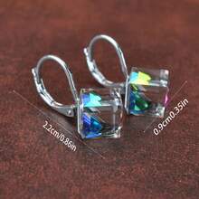 Fashionable Delicate Minimalist Square Copper Earrings, Multi-Color Options, Versatile For Daily Wear And Parties - Multicolor - View 6