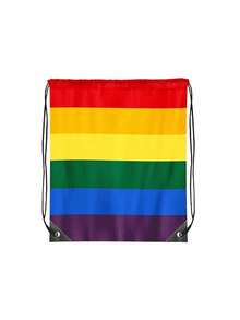 1/3/6pcs Rainbow Drawstring Backpack, Polyester Rainbow Stripe Waterproof Gym Sports Bag, Suitable For Lesbian, Gay, LGBTQ Pride Month, Yoga, Swimming, Travel, Beach - Rainbow Colors - View 9