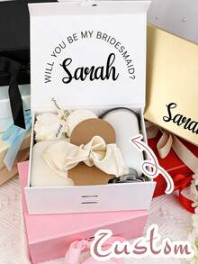 Customized Gift Box, Personalized Gift Box, Romantic Gift Box, Customized Party Decorations, Available In Multiple Colors, Blank Personalized Gift Box, Suitable For Celebrating Birthdays With Family, Friends, Relatives And Colleagues, Personalized Bridesmaid Invitation Box | Bridal Party | Bridesmaid Gift - Multicolor - View 7