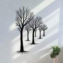 1 buc., 40 cm Modern Forest Path Art Metal Wall Art - Decor de perete în stil natural - Design minimalist cu linie de copac - Artă metalică suspendată pentru sufragerie, dormitor, intrare - Decor elegant suspendat pentru perete - Cadou de casă nouă - Negru - Vizualizare 7