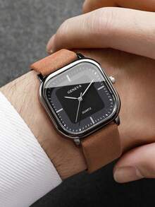Jam Tangan Minimalis Unisex Fashion Kasual dengan Tali Kulit dan Casing Logam - Satu-Ukuran - View 2