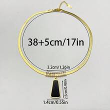 1件欧美INS风格18K镀金不锈钢黑色梯形吊坠蛇骨链项链，女士款，独特设计，时尚简约，百搭奢华优雅锁骨链 - 梯形 - 查看 5