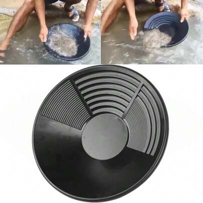 轻质塑料淘金盘 - 防锈户外河流勘探和淘金工具，具有摩擦表面，易于分离，适用于小溪、河流和山脉，淘金设备 | 带肋表面盘 | 便携式采矿工具