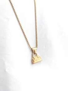1pc Elegant 18K Gold Plated Stainless Steel Handbag Pendant Niche Luxury Necklace, Unisex Daily Wear - Yellow Gold - View 1