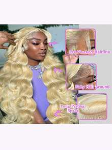 13x4蕾丝前假发,真人混纺发丝,预先拔毛,200密度;13x4高清水波纹蕾丝前假发,真人混纺发丝;前额假发;真人混纺发丝假发;女士假发;无胶假发;预先拔毛假发 - S613 - 查看 8