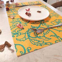 millianess 4pcs Set Of High-End Printed Placemats In Mint Green/Blue/Yellow/Pink, Featuring Cubic Line Patterns For A Modern Minimalist Style With Strong 3D Effect. Made Of Polyester Fabric, Rectangular 30cm*45cm, Single-Sided Printing, Reverse Side In Solid Linen-Like Texture. Suitable For Various Dining Table Settings. - Ginger - View 12