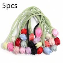 5 piezas/paquete Capullos de flores de tulipán con cinta de doble cara, decoración floral para el hogar, suministros de embalaje de regalos, accesorios de ropa, decoraciones de lazos DIY - Tulipán de cinta - Ver 13