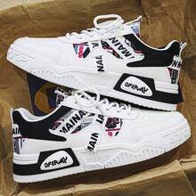 Men's Patchwork Casual Sneakers, Retro Lace-Up Shoes, Durable Leisure Training Shoes, Suitable For All Seasons - E161 White/Black - View 3