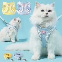 Cat Leash Harness With Floral Decor, Fresh And Elegant Design, Convenient To Wear And Prevent Escape When Going Out - Multicolor - View 6