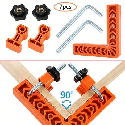 7 Stück 90 Grad Präzisions-Winkelspanner, geeignet für Holzbearbeitung, Rahmen, Kästen und Schubladen - langanhaltend 6 Zoll x 6 Zoll (15cm) ABS-Struktur (besteht aus 7 Komponenten)