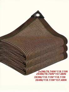 1pc Tear-Resistant Sun Shade Net, Reinforced Edges, Sun Shading Cloth, High Density Heat Insulation Net, Sun Protection And Anti-Snow, Suitable For Balcony, Yard, RV Camping, Privacy Fence Decor - Brown - View 5