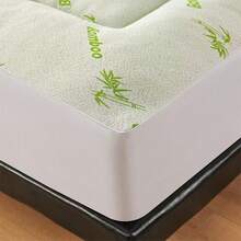 竹纹床笠床垫套 – 单人件，200x220厘米，高40厘米，100%纯棉玉色 - 綠色 - 查看 3