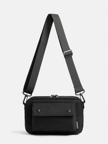1pc Men's Solid Color Versatile Shoulder Bag, Minimalist Casual Outdoor Messenger Bag For Men - Black - View 7