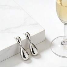 Bông tai kim loại tối giản phong cách retro, họa tiết đường nét, tinh tế và thanh lịch. - Nhiều màu - Xem 9