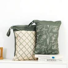 2个可重复使用的干湿两用袋，带两个拉链口袋，适用于旅行、海滩、泳池、日托、婴儿脏污物品、瑜伽、健身，可装泳衣或湿衣服。 - 彩色 - 查看 11