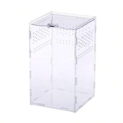 Caixa de Habitat de Répteis de Acrílico, Terrário de Pequenos Animais de Estimação para Aranhas, Lagartos, Louva-a-Deus, Recipiente de Observação Transparente