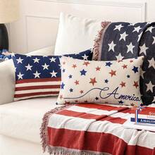 1pc Patriotic American Flag Linen Pillow Cover - 4th Of July Decorative Throw Cushion Case With Stars And Stripes Design, Zippered Closure, Machine Washable For Sofa, Couch, Or Bed (Single Side, No Insert - 1pc - 查看 5