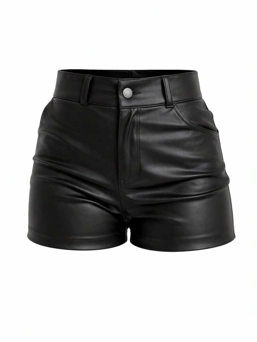 Women's Premium Faux Leather Shorts ✨ High Waist, Perfect Fit, Sexy & Elegant, A Must-Have For Spring And Summer - 黑色 - 查看 1