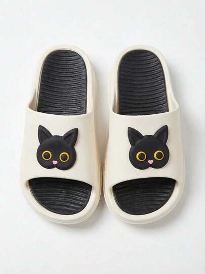 Ưu đãi đặc biệt Ngày của Mẹ: 1 đôi dép đế xuồng hình mèo đen hoạt hình mới dành cho nữ, đa năng cho mùa xuân/hè, dép đi trong nhà/phòng tắm thoải mái, phù hợp cho học sinh, các cặp đôi, sử dụng hàng ngày, quà tặng Ngày của Mẹ và Ngày của Cha.