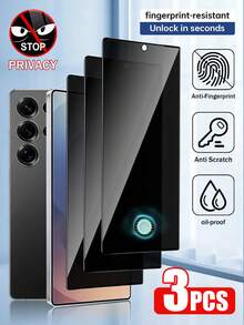 XINHONGYU 适用于三星 Galaxy S26 Ultra/26+/26、Galaxy S25 Ultra 的 3 片装隐私钢化玻璃屏幕保护膜，兼容 Galaxy S21/S22/S23/S24 Ultra、Galaxy S24 FE、S25 Ultra、S25 Edge、S26 Ultra、S26 Plus、S26，防窥、防指纹解锁、防刮、防摔、防水 - 黑色 - 查看 21