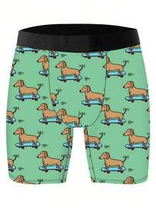 1 chiếc quần boxer nam kiểu dáng độc đáo, in hình hoạt hình retro Mỹ, chủ đề thú cưng vui nhộn, chất liệu vải dệt kim, kiểu dáng thể thao rộng rãi, thoáng khí và thấm hút mồ hôi, mềm mại và thân thiện với da, quần lót boxer thể thao thường ngày. - Nhiều màu - Xem 3