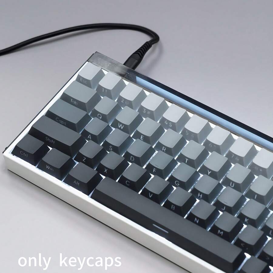 133-Key Polar Day Side-Printed Keycaps, PBT Material, Gradient Gray, OME Height, Compatible With Cherry/Gateron MX Switches, High Quality, Wear-Resistant, Non-Fading, Non-Oily