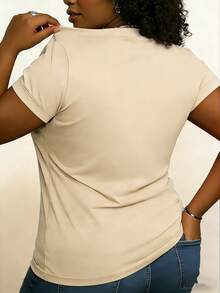 2026 Women' Nurse Letter Print Theme T-Shirt - Nursing Top With Heart Pattern, Bowknot And Stethoscope Design - - 杏色 - 查看 3