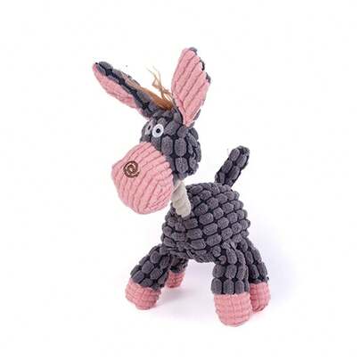Caliente nueva llegada mascota gato perro sonido juguete cuerda de algodón creativo burro mordedura de peluche entrenamiento interactivo mascota juguete para perro gato gris marrón