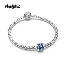 Bộ hạt charm Manyilus bằng bạc Sterling 925 hình bầu trời sao và mặt trăng, đính đá Cubic Zirconia và men, phù hợp với vòng tay hoặc dây chuyền nguyên bản, món quà trang sức đeo hàng ngày dành cho phụ nữ. - Nhiều màu - Xem 2