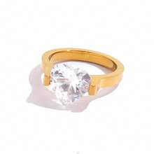 1 chiếc nhẫn nữ cỡ lớn đính đá Zirconia lấp lánh, mạ vàng 18k, chất liệu thép không gỉ (hình trái tim/tròn/chữ nhật/hình oval), nhẫn cưới kim cương lớn chống thấm nước, ít gây dị ứng, trang sức phong cách Y2K Hip Hop, món quà lý tưởng cho tiệc tùng, đám cưới, dạ hội, đeo hàng ngày, Ngày Valentine, sinh nhật, Giáng sinh, kỷ niệm, phù dâu, tiệc độc thân. - Nhiều màu - Xem 14