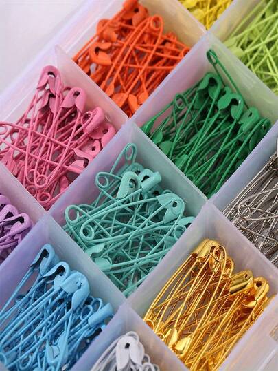 Alfileres de de colores hechos de acero inoxidable 300 - Fuertes, aislados y perfectos para manualidades, costura y tareas, así como para organizar suministros de manualidades | Almacenamiento vibrante | Sujetadores resistentes