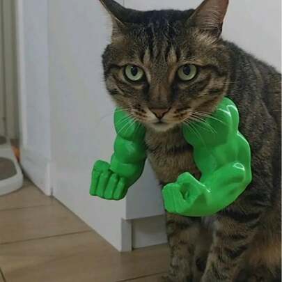 3D打印趣味宠物用品，颈肌臂，猫狗刷子，猫咪衣服，猫咪游戏，免费猫咪礼物，猫咪玩具礼物（商品实际颜色可能与参考图片略有不同。可活动和旋转的3D打印部件在首次收到时可能感觉有些粗糙，这并非质量问题。）