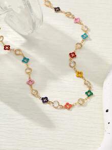 1pc Bohemian Style Colorful Flower Chain Necklace For Men, Summer Vibe Valentines,Mom,Mother,Mother's Day,Gift - Colorful - View 3