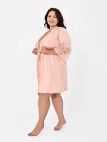 Luxury Lace Robe, Plus Size, Bathrobe - ROSA - Ver 1