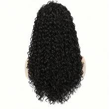 22英寸黑色卷发假发，耐热合成纤维假发，带刘海，适合非裔美国女性发型 - 黑色 - 查看 5
