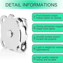 10pcs Silver High Strength Magnetic Lotus Flower Sewing Magnetic Buttons, Round Magnetic Snap Closure For Bags, Strong Invisible Buttons - White - View 6