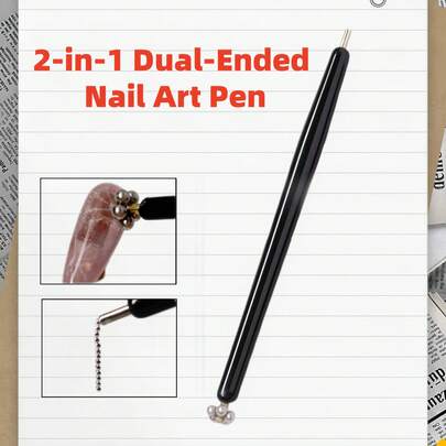 Easy Nail 1pc Multifunctional Nail Magnet Pen, Double-Headed Flower-Shaped Powerful Magnetic Nail Tool For Nail Art Assistance, Cat-Eye Magnetic Nail Polish Double-Headed Magnet Rod, For DIY Steel Bead Metal Accessories, Cat-Eye Nail Art Decoration, Salon Nail Art Supplies