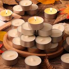 Unscented Tea Light Candles 50 Pack | 4 Hours, White, Smokeless, Dripless Small Votive Paraffin Tealights | Long-Lasting For Home, Weddings, Events, Emergencies | Mini Candles Bulk - Multi-colored Candles - View 2