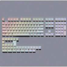 142键PBT双色注塑背光键帽，棱镜顶印，黑色或白色，樱桃木键帽高度 - 查看 3