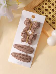 bilicaca Bộ 4 chiếc kẹp tóc hình bướm móc thủ công thời trang. - Màu Tím - Xem 2