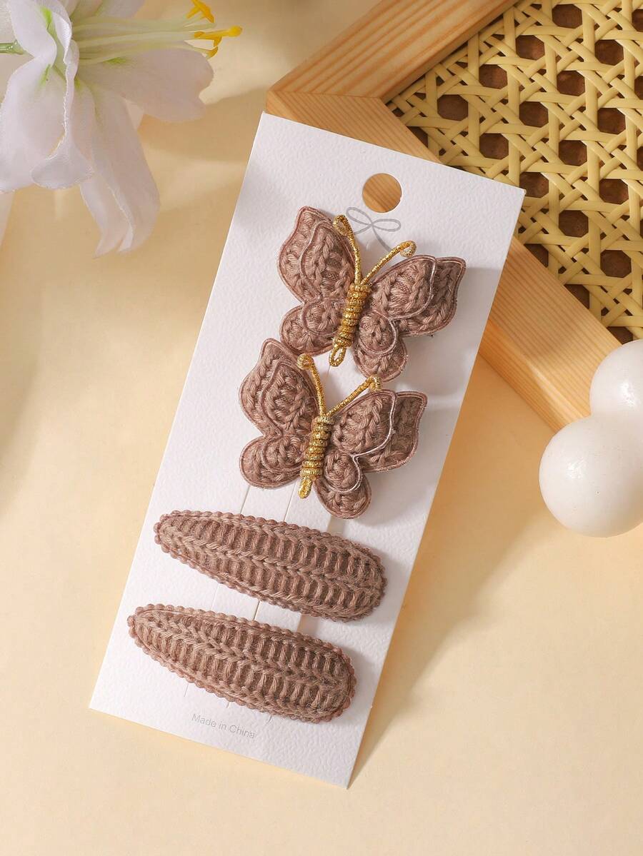 bilicaca Bộ 4 chiếc kẹp tóc hình bướm móc thủ công thời trang.