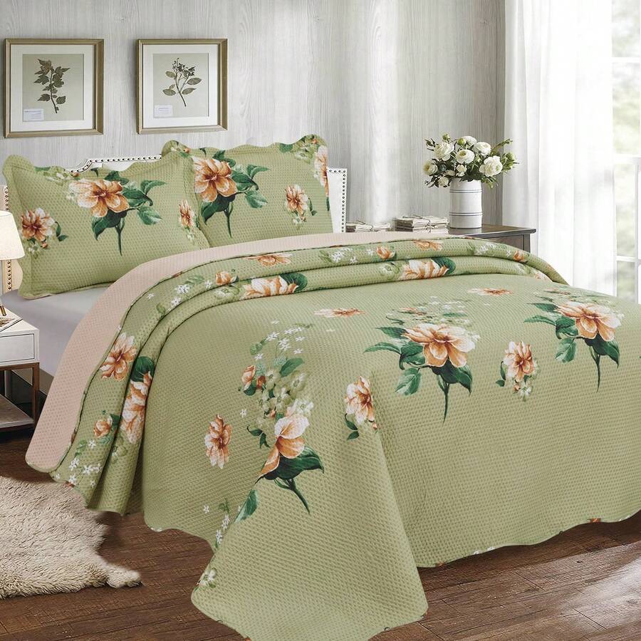 3-Piece Set: Double-Sided Queen Bedspread, Patchwork Quilt, Ultra Patch - 查看 1
