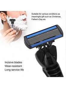 6-Layer Razor Head Manual Shaver, Stainless Steel Classic Double Edge Blade Razor Smooth Shaving Beard Moustache Manual Shaver - Multicolor - View 7