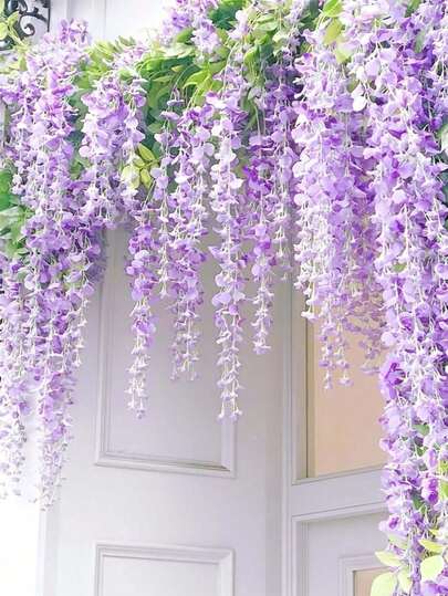 12 pezzi Vite di glicine artificiale, ghirlanda di fiori in plastica appesa, corona di fiori di seta per decorazione domestica per feste e matrimoni, ideale per decorazioni appese per matrimoni