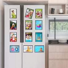 Magnetic PVC Soft Photo Frame, Black Home Photo Wall, Small Card Display Stand, Refrigerator Magnet Photo Frame - A - View 1