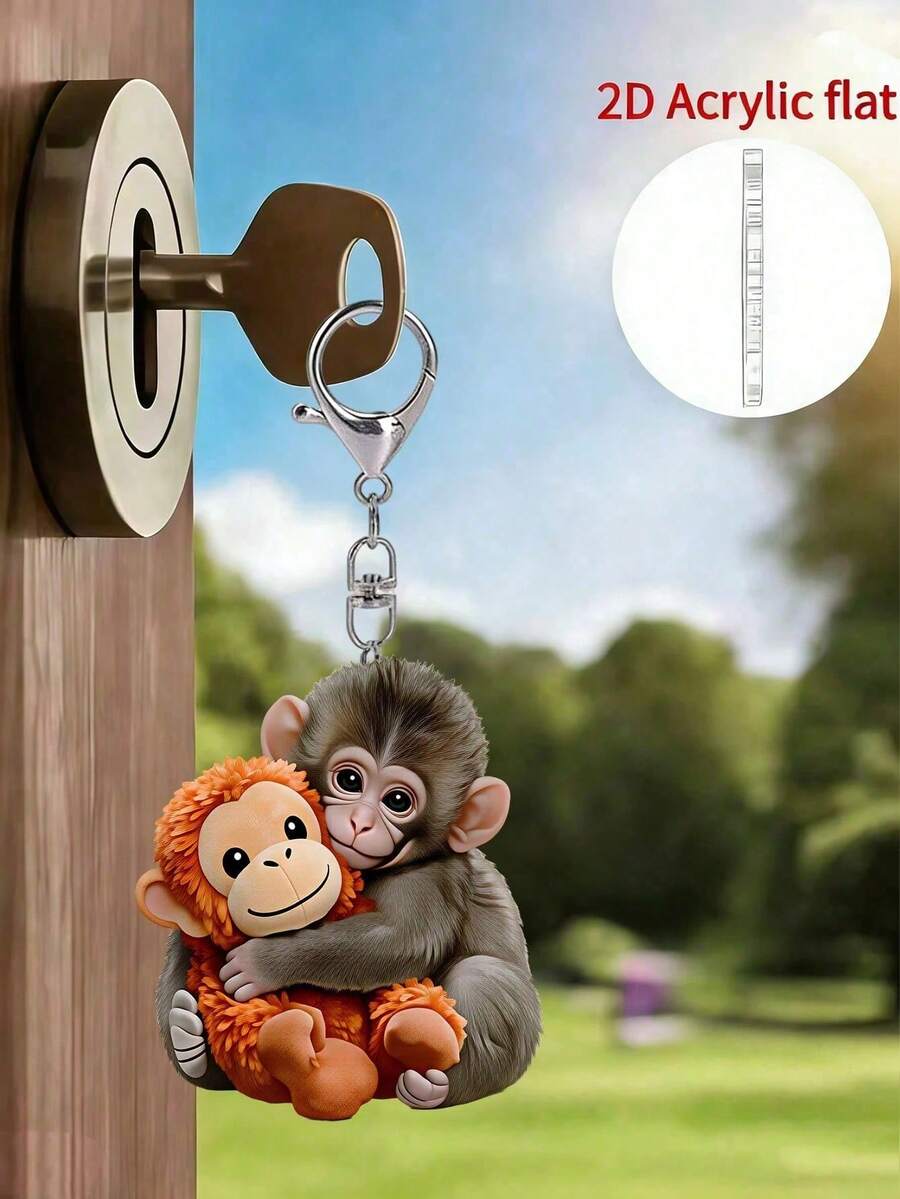 Monkey Statue Keychain,Purse Accessories Charm, Elegant Car Ornament, Backpack Charms, Purse Pendant, Lightweight And Versatile, , Travel Accessories, Beach Party Decor, Everyday Fashion Accessories, Perfect Gift For Easter, Mother'S Day, Independence Day, Wedding, Graduation Season - Multicolor - View 1