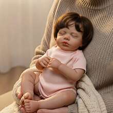 20英吋重生女嬰娃娃，50公分手工柔軟乙烯基矽膠新生兒嬰兒，逼真3D膚色、手繪靜脈，睡眠栩栩如生嬰兒娃娃玩具，適合兒童與收藏家的禮物 - 彩色 - 查看 8
